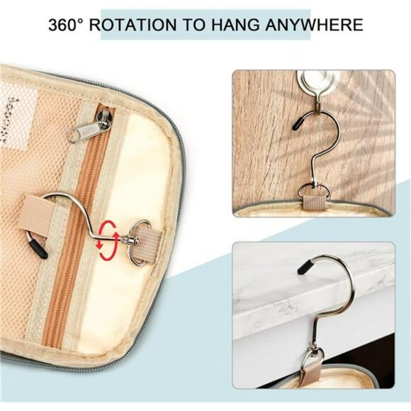 Hanging Toiletry Bag Extra Large Travel Organizer Makeup Cosmetic Bag Blue - Picture 4 of 8